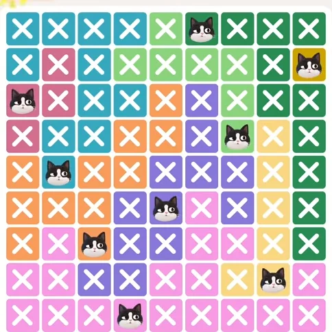 Meowdoku Level 317 solved board with every cat placed