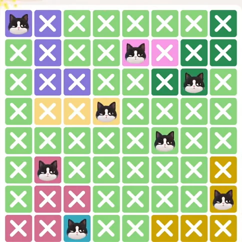 Meowdoku Level 321 solved board with every cat placed