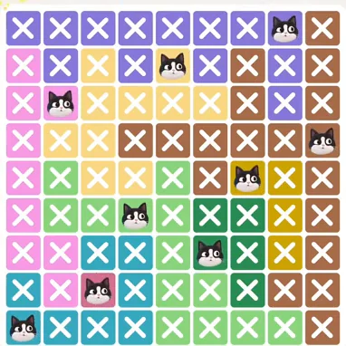Meowdoku Level 327 solved board with every cat placed