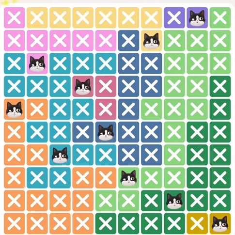 Meowdoku Level 330 solved board with every cat placed