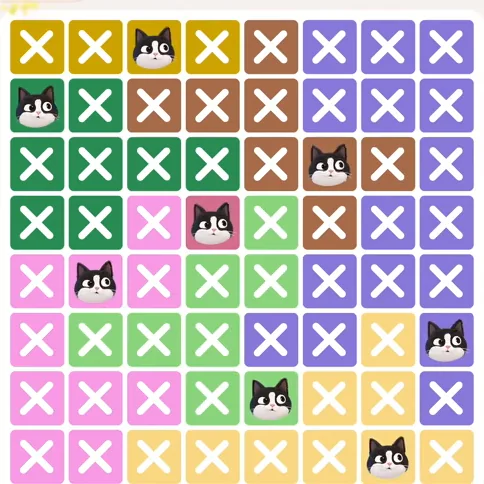Meowdoku Level 331 solved board with every cat placed