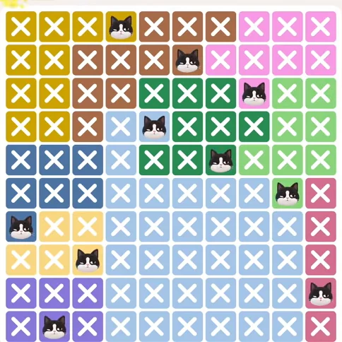 Meowdoku Level 336 solved board with every cat placed