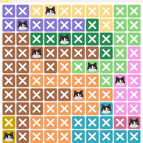 Meowdoku Level 340 solved board with every cat placed