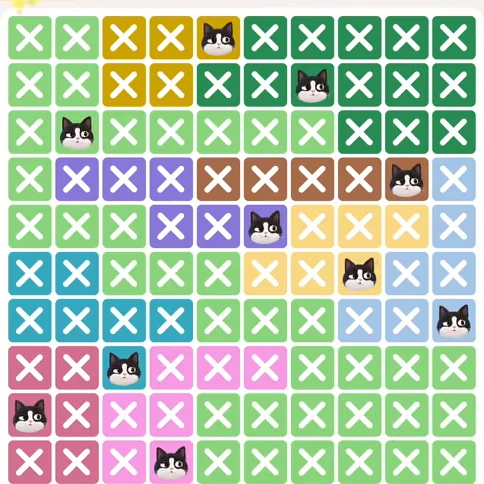 Meowdoku Level 346 solved board with every cat placed