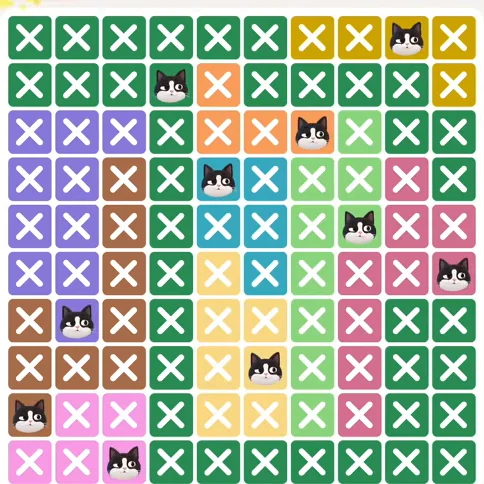 Meowdoku Level 348 solved board with every cat placed