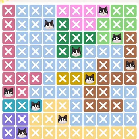 Meowdoku Level 349 solved board with every cat placed