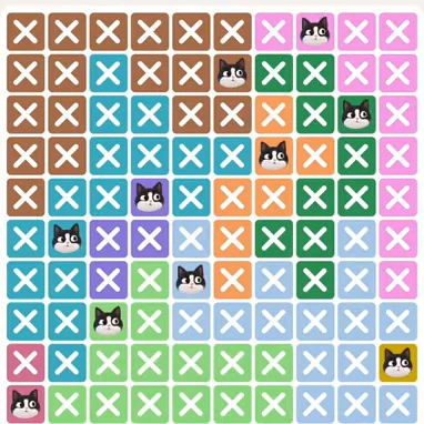 Meowdoku Level 350 solved board with every cat placed