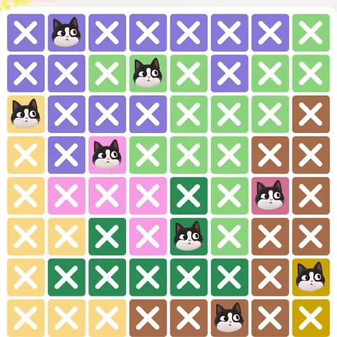 Meowdoku Level 351 solved board with every cat placed