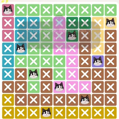 Meowdoku Level 354 solved board with every cat placed
