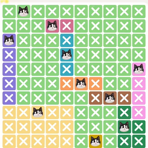 Meowdoku Level 356 solved board with every cat placed