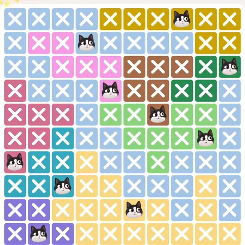 Meowdoku Level 358 solved board with every cat placed