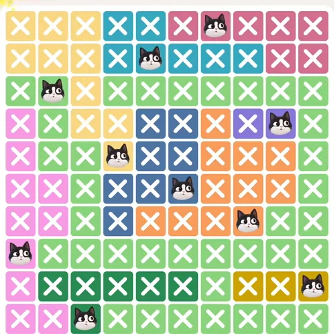 Meowdoku Level 362 solved board with every cat placed