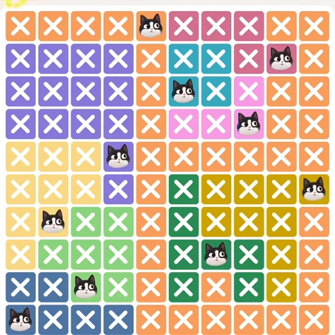 Meowdoku Level 363 solved board with every cat placed