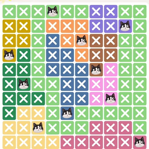 Meowdoku Level 368 solved board with every cat placed