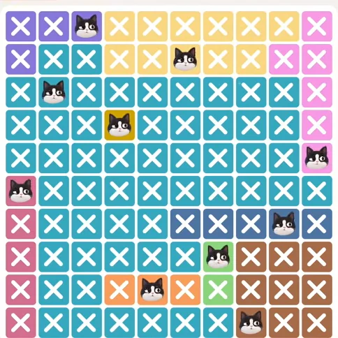 Meowdoku Level 369 solved board with every cat placed