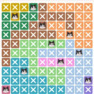 Meowdoku Level 370 solved board with every cat placed