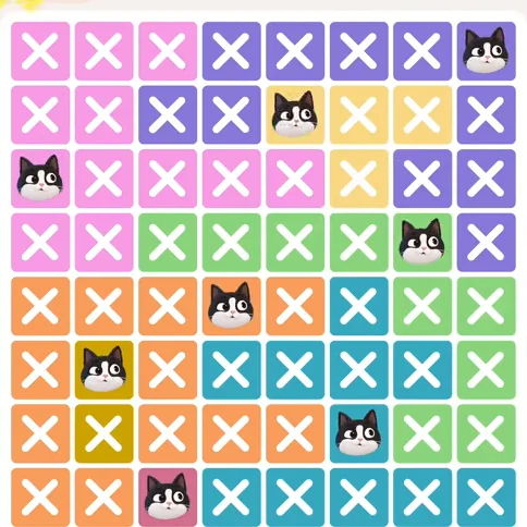 Meowdoku Level 371 solved board with every cat placed