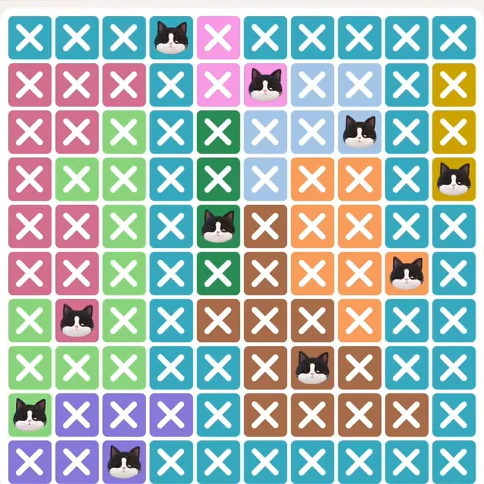 Meowdoku Level 372 solved board with every cat placed