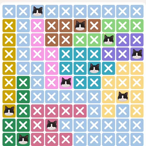 Meowdoku Level 373 solved board with every cat placed