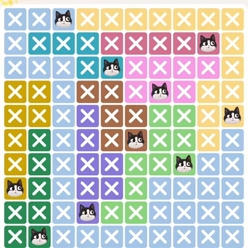Meowdoku Level 376 solved board with every cat placed