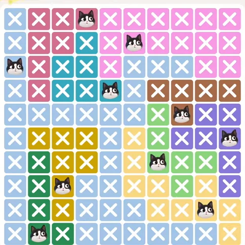 Meowdoku Level 378 solved board with every cat placed