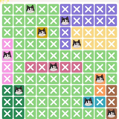 Meowdoku Level 379 solved board with every cat placed