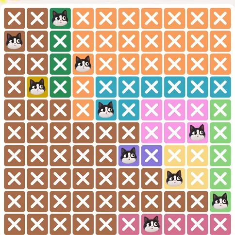 Meowdoku Level 386 solved board with every cat placed