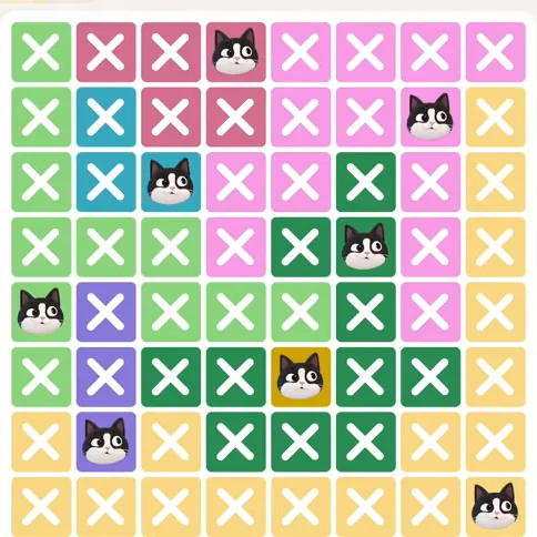 Meowdoku Level 391 solved board with every cat placed