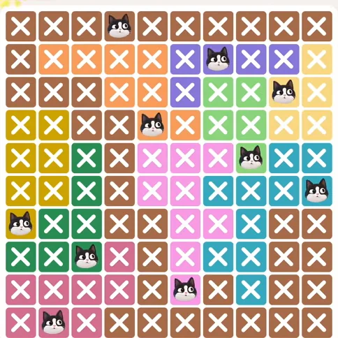 Meowdoku Level 396 solved board with every cat placed