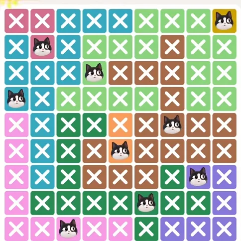 Meowdoku Level 397 solved board with every cat placed