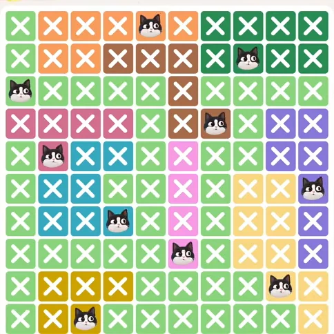 Meowdoku Level 402 solved board with every cat placed