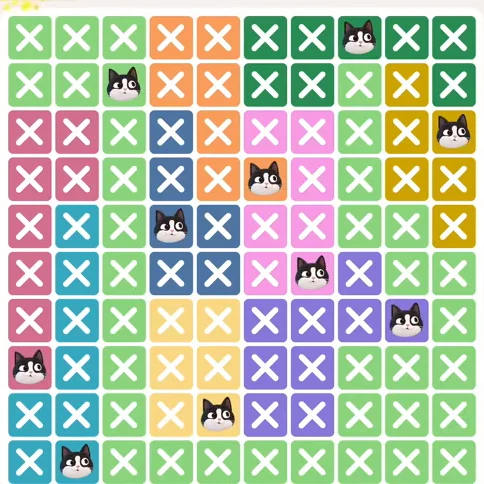 Meowdoku Level 403 solved board with every cat placed