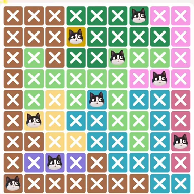 Meowdoku Level 417 solved board with every cat placed