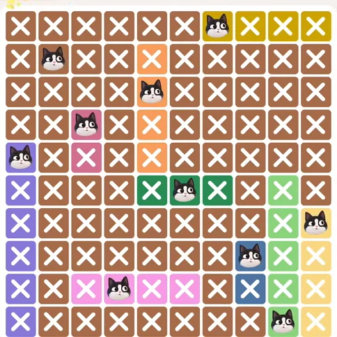 Meowdoku Level 419 solved board with every cat placed