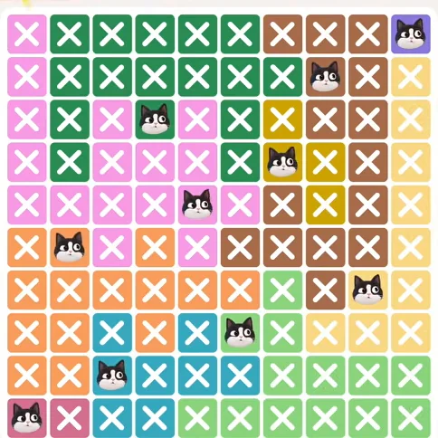 Meowdoku Level 420 solved board with every cat placed