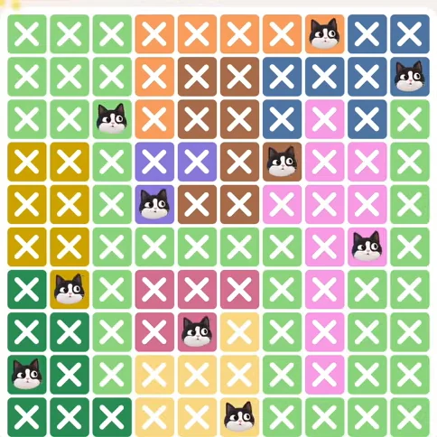 Meowdoku Level 429 solved board with every cat placed