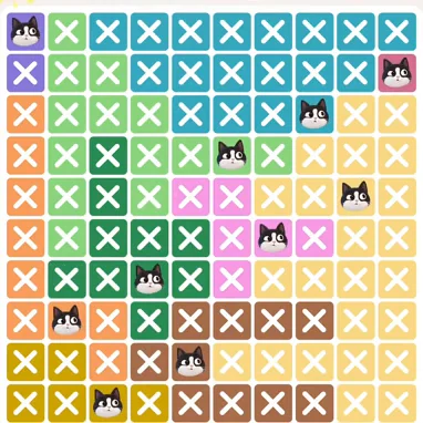 Meowdoku Level 430 solved board with every cat placed