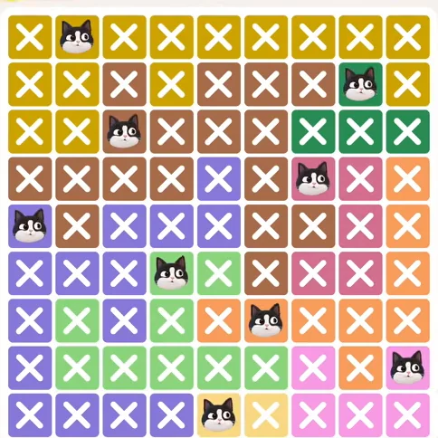 Meowdoku Level 434 solved board with every cat placed