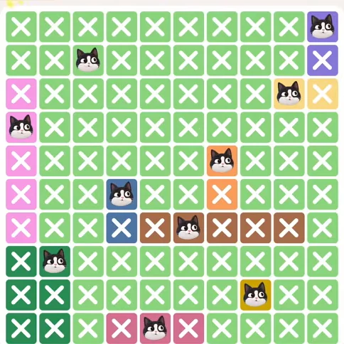 Meowdoku Level 435 solved board with every cat placed