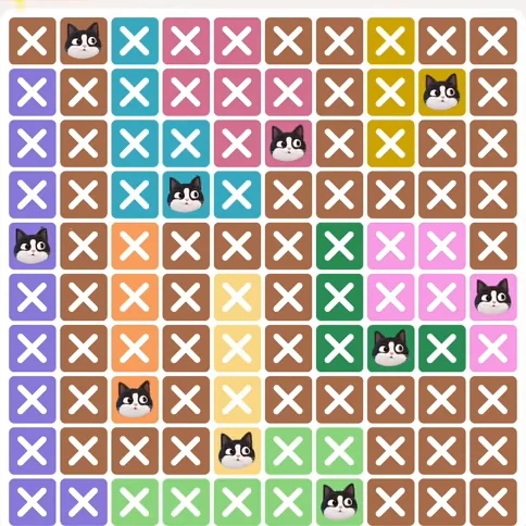 Meowdoku Level 436 solved board with every cat placed