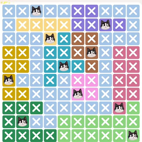 Meowdoku Level 439 solved board with every cat placed