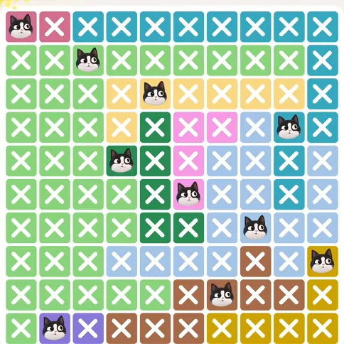 Meowdoku Level 440 solved board with every cat placed