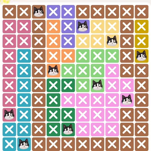 Meowdoku Level 446 solved board with every cat placed