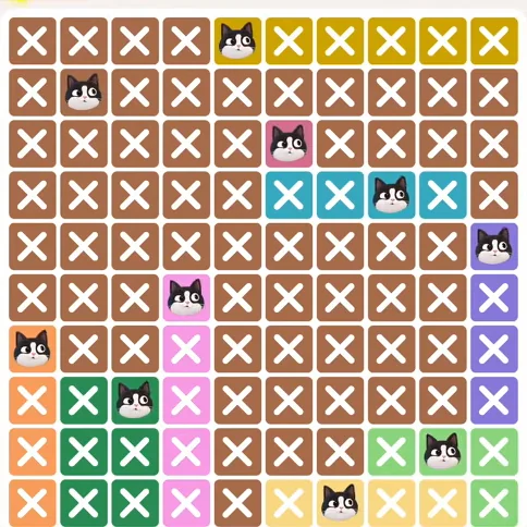 Meowdoku Level 449 solved board with every cat placed