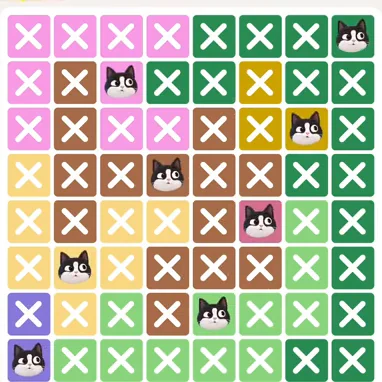 Meowdoku Level 461 solved board with every cat placed