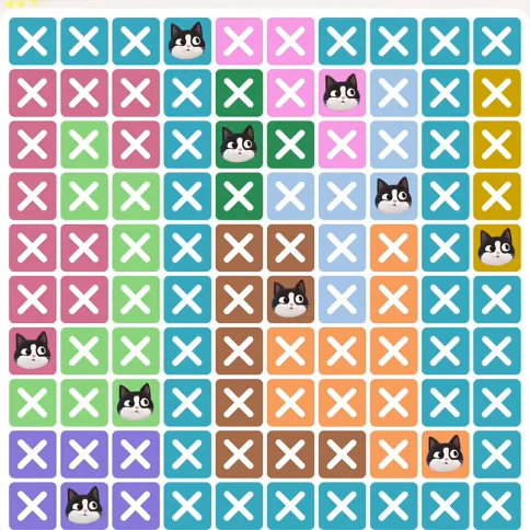 Meowdoku Level 462 solved board with every cat placed