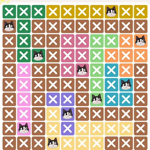 Meowdoku Level 463 solved board with every cat placed