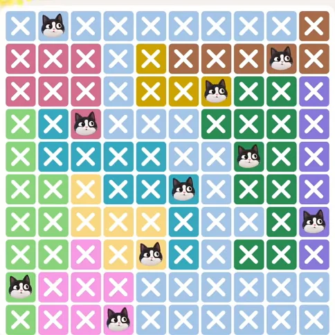 Meowdoku Level 468 solved board with every cat placed