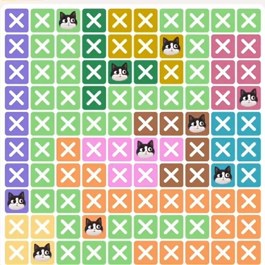 Meowdoku Level 469 solved board with every cat placed