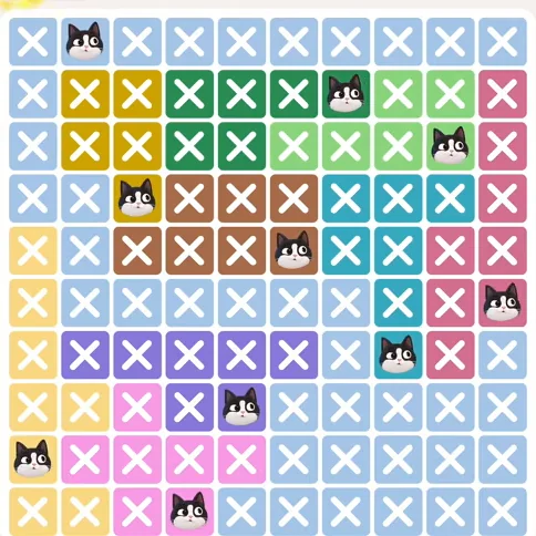 Meowdoku Level 473 solved board with every cat placed